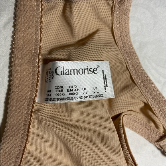 Glamorise Wonder Wire Front Closure Sheer Lace Cream Nude Demi Underwire Bra 36G - Picture 7 of 11